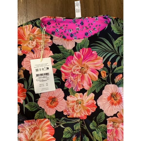 Maaji Floral reversible Long Sleeve Swim Top High Waist Bikini Bottom Set XL - Picture 5 of 9